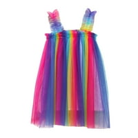 Yinguo Toddler Baby Kids Girls Rainbow Tie Dyed Ljeto bez rukava bez rukava Tutu Haljina Ležerne prilike,
