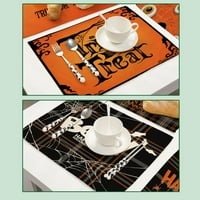 Halloween House Placemat Set od 4, Haunted House Pumpkins MAT MATS, neklizajući toplotni izolirani kuhinjski