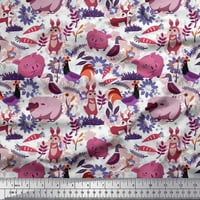 Soimoi Japan Crepe Satin tkanina cvjetna, ptica i životinjska crtana odštampana tkanina od dvorišta
