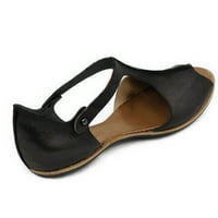 Ženske modne stanovi Riblje usta cipele na plaži Otvoreni nožni gležanj donje romske sandale crne 7