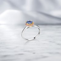 Gem kamen kralj sterling srebrni prsten sa 10k žutom zlatnom zupče perzijski plavi moissan laboratorij