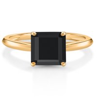 Gem Stone King 10K žuti zlato Black Ony Solitaire Angažman prsten za žene