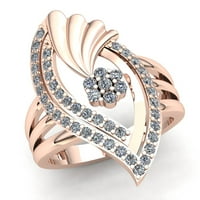 Prirodno 0,75ct okruglo Diamond Dame Dame Bridal Fancy Angažman prsten od punog 10k ruža, bijelo ili