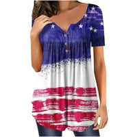 Ženski ljetni vrhovi, četvrtina jula Patriotska američka američka zastava Star Striped nezavisno-majice
