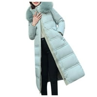 Ženska jakna s dugim pufferom s uklonjivim džepovima za kapuljaču za krijumčare Zip zimski kaputi ispod
