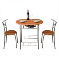 Set blagovaone, drveni blagovaonski set sa metalnim okvirom i policama, trpezarijskim stolom sa stolicama
