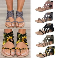 Dezed ženske sandale čišćenje dame dame ravne sandale patentne papuče na otvorenom papuče rimske cipele ljetna plaža sandale sive 40