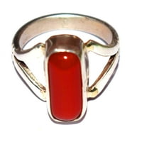 Divya Shakti 5.25-5. Carat italijanska crvena koralja Moonga Munga Gemstone Silver Ring za muškarce
