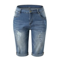 Plus veličina teretna hlače Žene Ležerne ljetne žene Ljetne hlače Jeans High Squik tanke rupe hlače sa džepovima