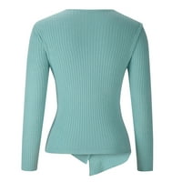 Voncos džemperi za žene- casual pulover s dugim rukavima V vrat na čišćenju ženske zbojene vrhove plave