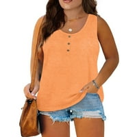 Ženski vrhovi Ljeto Plus size Ležerne prilike bez rukava majica O-izrez The bluza Orange Orange XL
