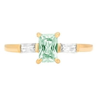 0,8CT Smaragdni rez zeleni simulirani dijamant 18k žuti zlatni godišnjica Angažovane kamene prstene