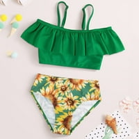 Djevojke kupaće kostimi cvjetni ispis špageta remen tankenis visoki struk bikinis ljetna plaža kupaća