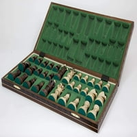 Ručno izrađeni europski drveni šah sa pločom i rukom isklesanim šahom