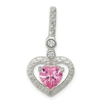 Jewels sterling srebrni polirani ružičasti i bijeli CZ Slabovi za srce