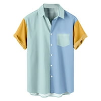 Majica za gumb Muške modne boje blok tiskanih kratkih rukava COLLARED COLLARED CALEST Ljetni vrhovi
