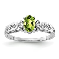 Čvrsta 14k bijelo zlato 6x ovalni peridot zeleni avgust Gemstone vs Diamond Engoagement Veličina prstena