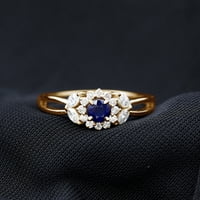 Priroda Inspirirani zaručni prsten za žene, plavi safir i moissanitni prsten, 14k žuto zlato, SAD 6,00