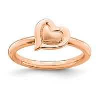 Sterling srebrni ružičasti srčani prsten - veličina 10