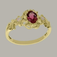 Britanska napravljena 14k žuti zlatni prirodni ružičasti turmalin i opal ženski prsten trilogiju - Opcije