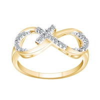 0. CTTW Okrugli oblik bijeli prirodni dijamant bočno poprečni prsten za beskonačnost u 10K žutom zlatnom