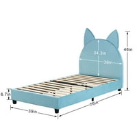 Dječji djeca Tapacirani krevet, oblik mačaka, veličina dvostruke boje, plava