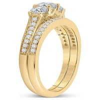 14KT Žuta zlatna okrugla Diamond Bridal Set za vjenčanje CTTW