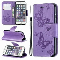 Case iPhone 6s novčanik, iPhone futrola, dteck reljefni leptir flip PU kožni štandovi Slotovi za prekrivanje