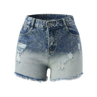 Ženske hlače Ležerne prilike Ripped Denim Ljetne Jean Shorts Mid Rive presavijene ruke Jeans Hratke