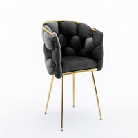 Luksuzna moderna akcentna stolica, velvet za velvet s gustom tkanim leđima i zlatnim metalnim okvirom,
