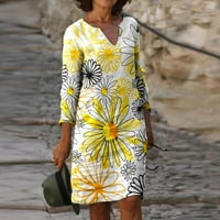 Mgohoen ženske ljetne cvjetne haljine casual v vrat polu rukav linijski plažni duljina koljena mini