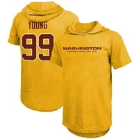 Muške veličanstvene teme Chase Young Gold Washington Footballton Footbally Team Ime i broj tri-mješavine