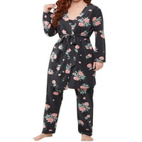Ženska noćna odjeća Tri spavaće posude rezervoar za posadu pidžame setovi dame čipke up lounge set labav