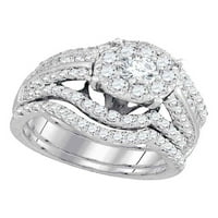 Jewels 14kt Bijelo zlato Žene Okrugli dijamant Bridalni vjenčani prsten za vjenčanje 2- CTTW