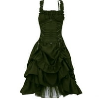 Lolmot Women Goth bez rukava s vratnim haljinama retro podesive špagete remen midi haljina Steampunk