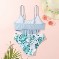 Ruffles kupaće kostime Outfits Hollow Bikini Ljeto Dječji kupaći kostimi Djevojke Set lišće Ispis Grafički