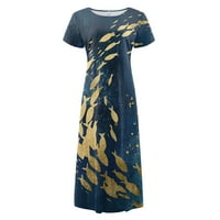 GDFUN Fashion Woth's Ljetni okrugli vrat Ležerne prilike od tiskane haljine s kratkim rukavima - Ženske
