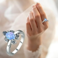 Mnjin angažman okrugli rez Zirkoni Žene vjenčani prstenovi nakit za žene Full Diamond Dame Ring Blue