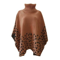 Dadaria Shawl Worps za žene Dame Fashion Svestrani rt Leopard Print Turtleneck džemper crvene s, žene