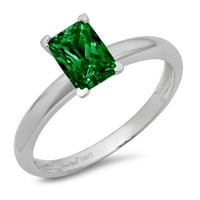 CT sjajan smaragdno rezanje Clear Simulirani dijamant 18k bijeli zlatni pasijans prsten sz 6.75