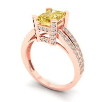 2. CT Sjajni smaragdni rez prozirni simulirani dijamant 18k Rose Gold Solitaire sa Accenting prstenom