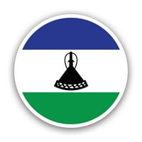 Okrugla Lesoto zastava zastava - samoljepljivi vinil - Vremenska zaštitna - izrađena u SAD - LSO LS