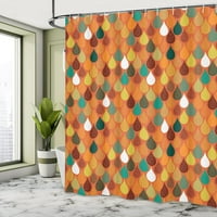 Geometrijska tuš zavjesa, kišnice doodle stil Creative listove u obliku šarene djevojke tema, tkanina od tkanine kupatilo set sa kukama,, narandžasti bijeli