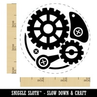 Steampunk Clockwork Watch Gears Samo-inkinga gumena mastilica STAMPER - Crna tinta - mala