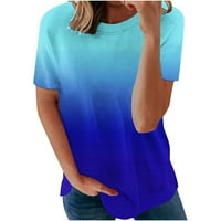 Amousa ženski ljetni gradijent tiskani majica s kratkim rukavima, majica za okrugli vrat Top Thirts
