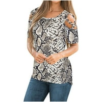 Amousa ženski ljetni tisak kratkih rukava za hladne majice hladne ramene vrhovi bluzene majice za žene