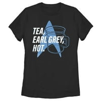 Ženska zvijezda Trek: Kup sljedeće generacije čaja Earl Right Hot, kapetan Picard Graphic Tee Crni medij