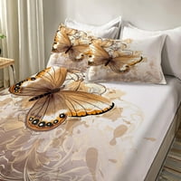 Opremljen set listova 3D zlatna leptir posteljina kućna tekstilna spavaća soba Dekor posteljina set