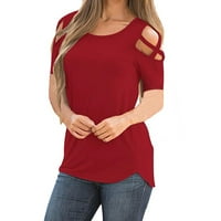 RBAOFUJIE Košulje za žene Žene Tri četvrtine rukava Crisscross Strappy Hladni ramena majica TOPS bluze