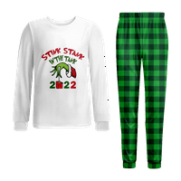 Porodica Božićne pidžame Postavite crtani Monster Green Black Bufflo Print Veličine za odrasle-Kids-Baby-PET